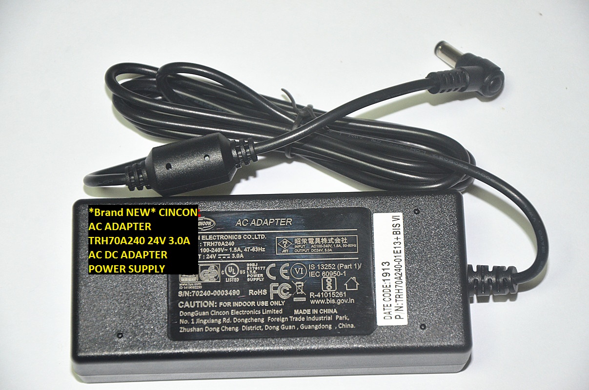 *Brand NEW* CINCON AC ADAPTER TRH70A240 24V 3.0A AC DC ADAPTER POWER SUPPLY